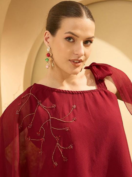 12Embellished One Shoulder Top With Palazzo Set For Women, Ethnic Indo Western Outfit, Coords Set, Indian Dress, Indian Wedding Guest Outfit VitansEthnics