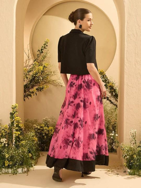 Crop Top With Skirt & Jacket Set For Women, Indian Top with Skirt Set, Ethnic Indo Western Fusion Outfit, Coords, Lehenga Choli Shrug Set11 VitansEthnics