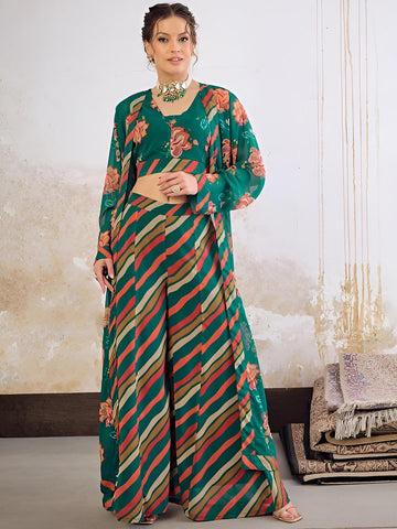 8Printed Crop Top With Palazzo & Shrug Set for Women, Coord Set, Festive Ethnic Indian Dress, Wedding Guest Indo Western Outfit, Lehenga VitansEthnics
