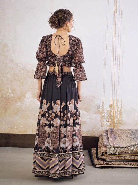 6Printed Crop Top With Skirt For Women, Indian Lehenga Choli, Wedding Guest Outfit, Indian Dress, Indian Gown Party Indo Western Dress VitansEthnics