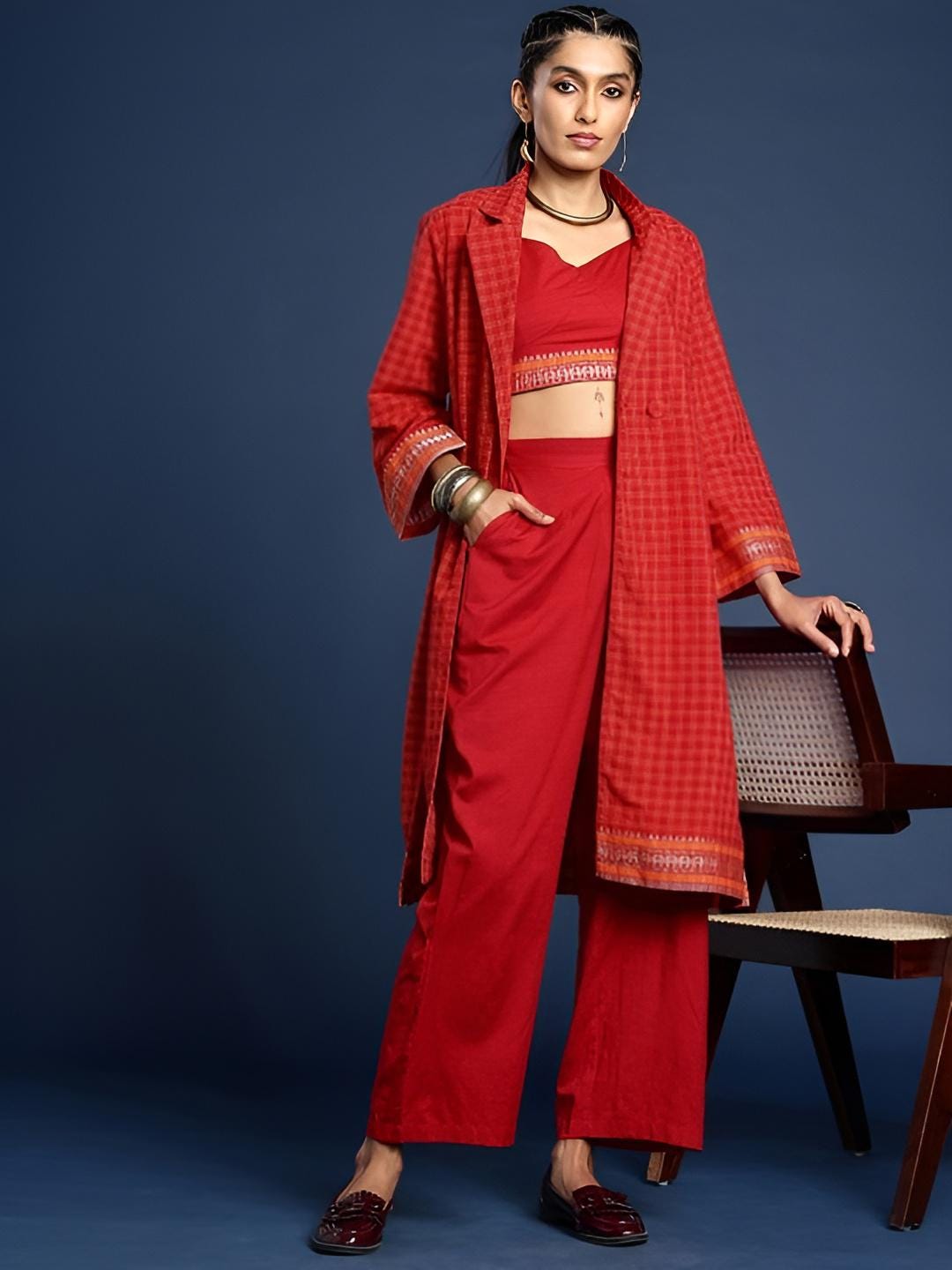 16Printed Crop Top With Palazzo and Shrug Set for Women, Coord Set, Festive Outfit Ethnic Indian Dress, Indo Western Outfit VitansEthnics