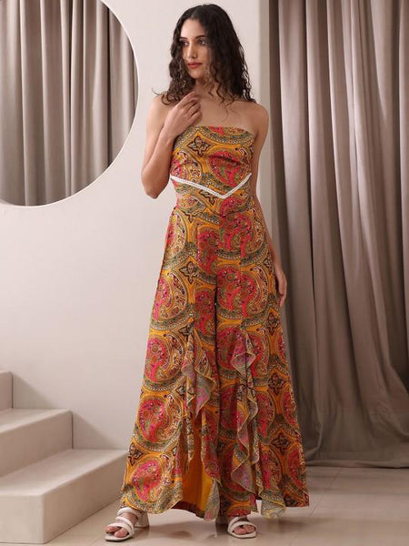 2Printed Tube Crop Top with Palazzo Set for Women, Boho Chic Coord Set, Festive Outfit, Ethnic Indian Dress Co-ords, Indo Western Outfit VitansEthnics