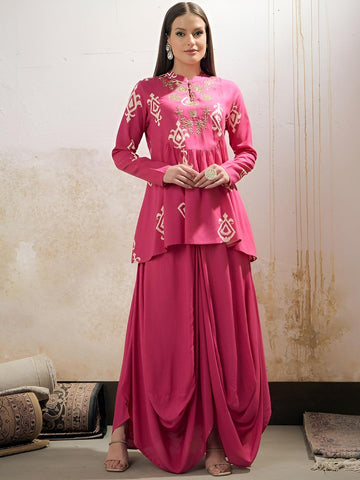 Floral Embroidered Kurti With Dhoti Pants For Women, Wedding Guest Outfit, Indian Dress, Party Wear Indo Western Outfit, Indian Dhoti Suit29 VitansEthnics