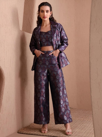 Crop Top With Trousers and Blazer Set for Women, Coord Set, Ethnic Indian Dress, Indo Western Outfit, Crop Top With Pants and Jacket27 VitansEthnics