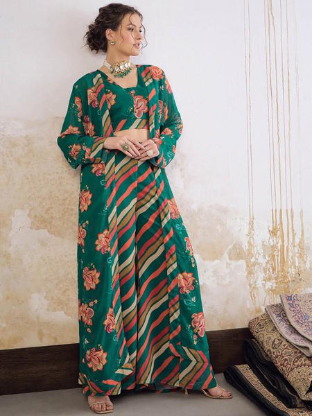 8Printed Crop Top With Palazzo & Shrug Set for Women, Coord Set, Festive Ethnic Indian Dress, Wedding Guest Indo Western Outfit, Lehenga VitansEthnics