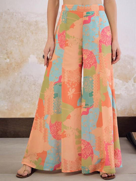 5Printed Sequin Embellished Flared Kurti with Palazzo For Women, Co-Ords Set, Indo Western Outfit, Ethnic Indian Dress, Fusion Suit Set VitansEthnics