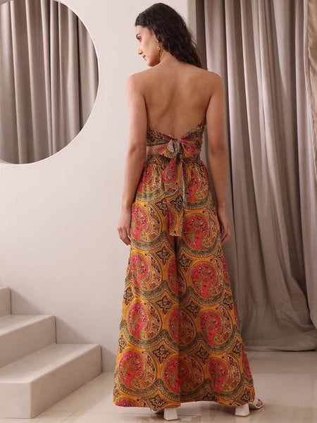 2Printed Tube Crop Top with Palazzo Set for Women, Boho Chic Coord Set, Festive Outfit, Ethnic Indian Dress Co-ords, Indo Western Outfit VitansEthnics