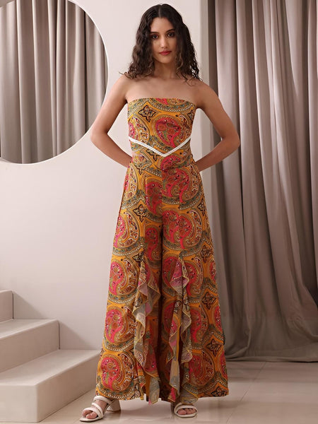 2Printed Tube Crop Top with Palazzo Set for Women, Boho Chic Coord Set, Festive Outfit, Ethnic Indian Dress Co-ords, Indo Western Outfit VitansEthnics