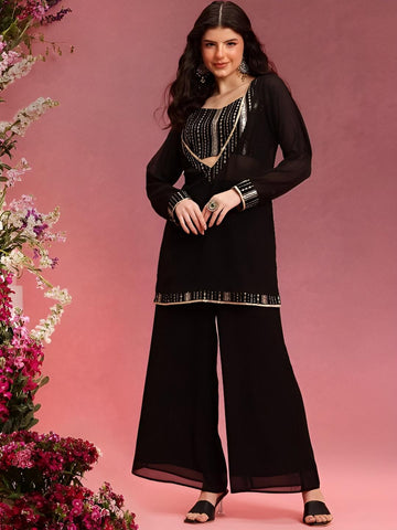 Embroidered Crop Top With Palazzo and Shrug Set for Women, Coord Set, Festival Outfit Ethnic Indian Dress, Wedding Guest Indo Western Outfit25 VitansEthnics