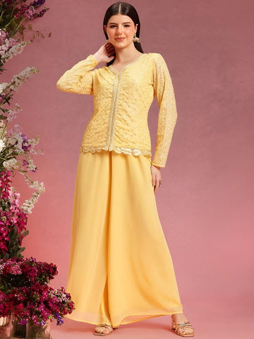 Embroidered Top with Palazzo Indo Western Outfit Set for Women, Party Wear Co ord Set, Ethnic Indian Dress, Wedding Guest Outfit22 VitansEthnics