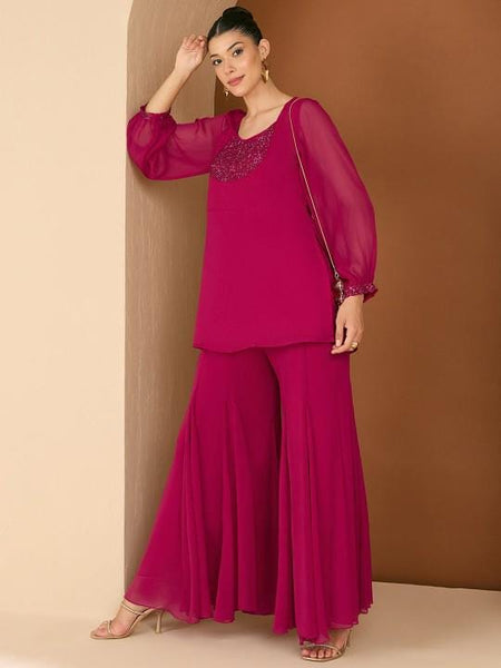 Embellished Sequin Top With Palazzo Co-Ord Set For Women, Top with Palazzo, Indo Western Outfit, Ethnic Indian Dress, Wedding Guest Outfit2 VitansEthnics