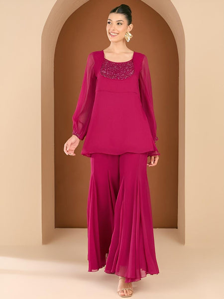 Embellished Sequin Top With Palazzo Co-Ord Set For Women, Top with Palazzo, Indo Western Outfit, Ethnic Indian Dress, Wedding Guest Outfit2 VitansEthnics