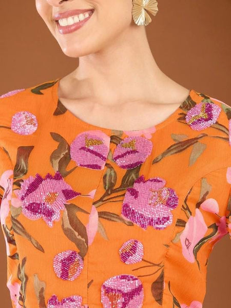 Floral Printed & Embellished Top With Palazzo Co-Ord Set For Women, Top with Palazzo, Indowestern Outfit, Indian Dress, Wedding Guest Outfit4 VitansEthnics
