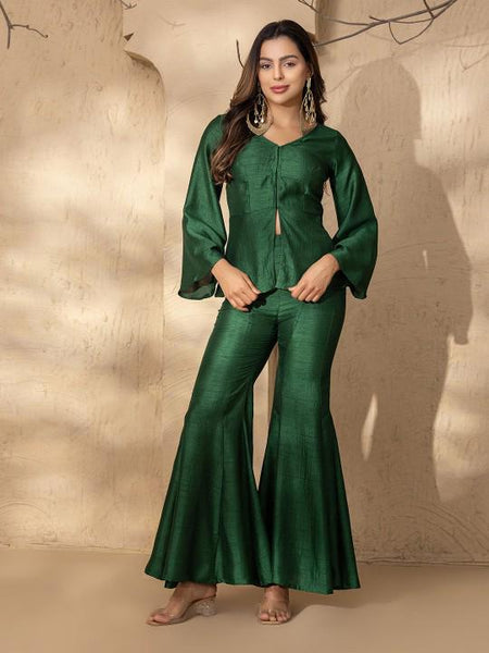 V Neck Slit Front Peplum Top With Palazzo Set for Women, Coord Set, Festival Outfit Ethnic Indian Dress, Wedding Guest Indo Western Outfit6 VitansEthnics
