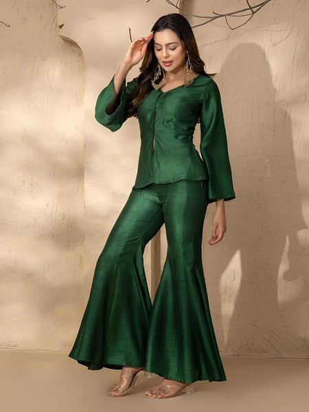V Neck Slit Front Peplum Top With Palazzo Set for Women, Coord Set, Festival Outfit Ethnic Indian Dress, Wedding Guest Indo Western Outfit6 VitansEthnics