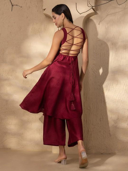 Backless Flared Kurta With Palazzo Set For Women, Indian Dress, Wedding Guest Indo Western Outfit, Party Wear Palazzo Suit Set9 VitansEthnics