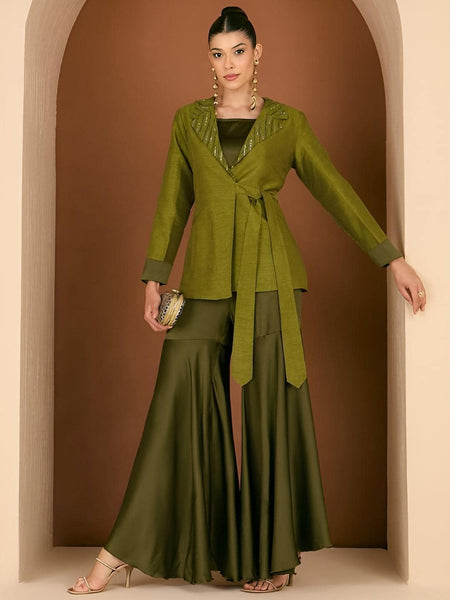 Embellished Blazer With Sharara Pants Set For Women, Indian Jacket with Palazzo Set, Ethnic Wedding Guest Indo Western Outfit, Fusion Coords26 EtsyImport