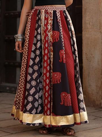 Ethnic Printed Pure Cotton Flared Maxi Skirt For Women, Indian Lehenga, Wedding Guest Outfit, Navratri Maxi Skirt25 EtsyImport