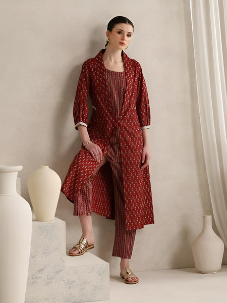 Printed Kurti With Trousers & Jacket Co-Ords Set For Women, Tunic with Palazzo Shrug Set, Indo Western Outfit, Ethnic Indian Dress24 EtsyImport