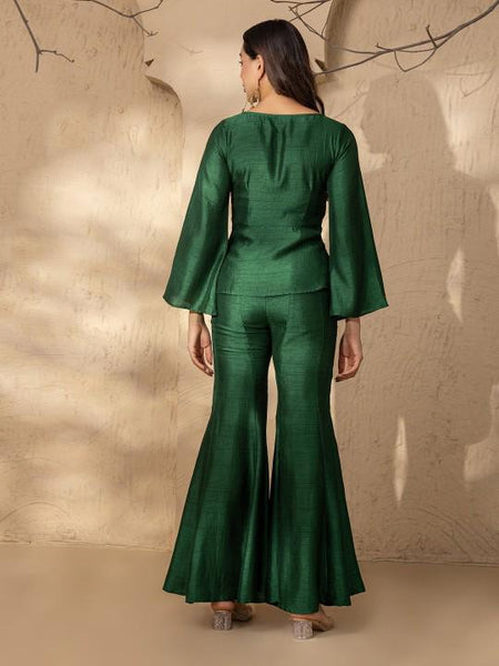 V Neck Slit Front Peplum Top With Palazzo Set for Women, Coord Set, Festival Outfit Ethnic Indian Dress, Wedding Guest Indo Western Outfit6 VitansEthnics