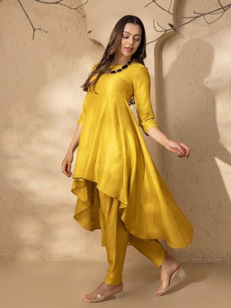High Low Flared Kurti with Dhoti Pants For Women, Tunic With Palazzo, Indian Dress, Party Indo Western Outfit, Wedding Guest Dhoti Kurta Set10 VitansEthnics