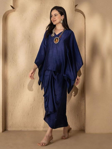 V Neck Kaftan Top with Dhoti Skirt Set For Women, Tunic With Skirt, Indian Dress, Party Indo Western Outfit, Wedding Guest Co-ord Set11 VitansEthnics