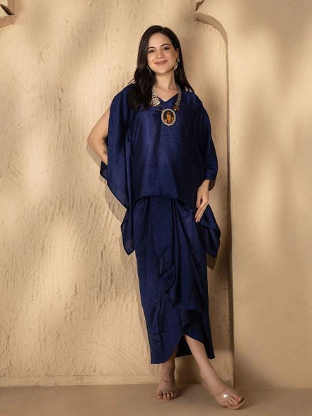 V Neck Kaftan Top with Dhoti Skirt Set For Women, Tunic With Skirt, Indian Dress, Party Indo Western Outfit, Wedding Guest Co-ord Set11 VitansEthnics