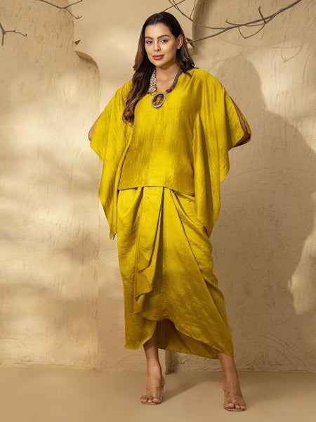 V Neck Kaftan Top with Dhoti Skirt Set For Women, Tunic With Skirt, Indian Dress, Party Indo Western Outfit, Wedding Guest Co-ord Set11 VitansEthnics