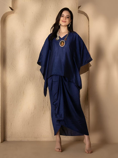 V Neck Kaftan Top with Dhoti Skirt Set For Women, Tunic With Skirt, Indian Dress, Party Indo Western Outfit, Wedding Guest Co-ord Set11 VitansEthnics