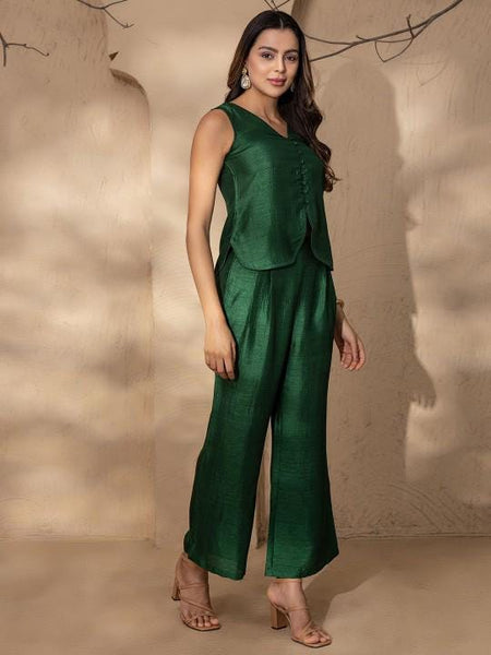 Waistcoat Top With Trousers Set for Women, Coord Set, Festive Fusion Outfit, Ethnic Indian Dress, Formal Wedding Guest Indo Western Outfit14 VitansEthnics