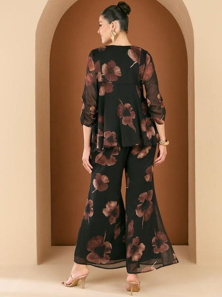 Embellished Sequin Top With Palazzo Co-Ord Set For Women, Floral Printed Indo Western Outfit, Ethnic Indian Dress, Wedding Guest Outfit18 EtsyImport