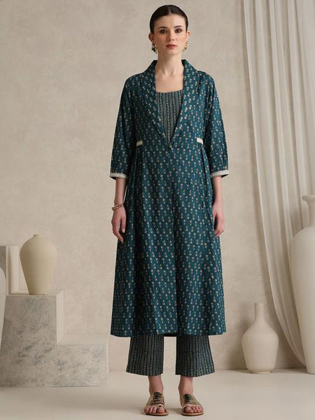 Printed Kurti With Trousers & Jacket Co-Ords Set For Women, Tunic with Palazzo Shrug Set, Indo Western Outfit, Ethnic Indian Dress24 EtsyImport