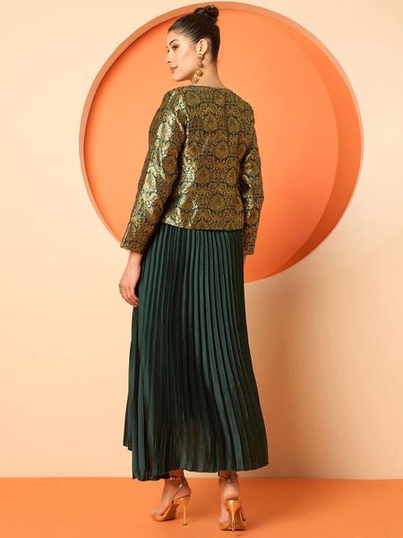 Brocade Top With Skirt Set For Women, Wedding Guest Outfit, Ethnic Indo Western Outfit, Fusion Coord Set, Indian Top With Wrap Pleated Skirt15 EtsyImport