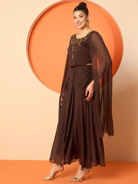 Embellished Crop Top & Draped Skirt Set For Women, Wedding Indian Top with Dhoti Skirt Set, Ethnic Indo Western Outfit, Fusion Co-ord Set14 EtsyImport