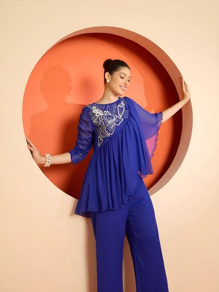 Embroidered Top With Palazzo Set for Women, Coord Set, Festival Outfit, Ethnic Indian Dress, Party Indo Western Outfit, Kaftan Kurti Set13 EtsyImport