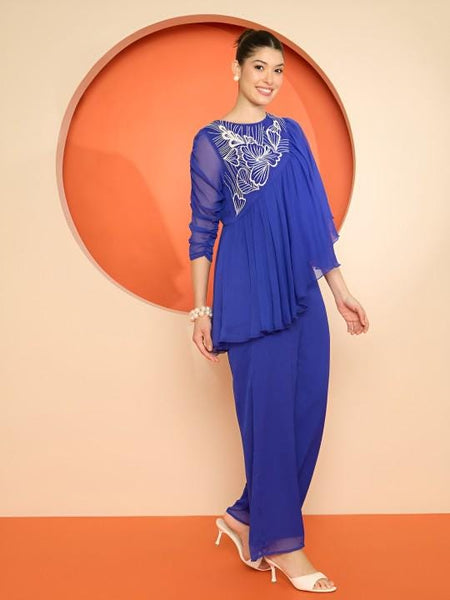 Embroidered Top With Palazzo Set for Women, Coord Set, Festival Outfit, Ethnic Indian Dress, Party Indo Western Outfit, Kaftan Kurti Set13 EtsyImport