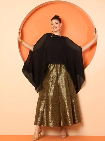 Black Indian Top With Maxi Skirt Set For Women, Ethnic Indo Western Outfit, Indian Dress, Wedding Guest Outfit, Lehenga Choli12 EtsyImport