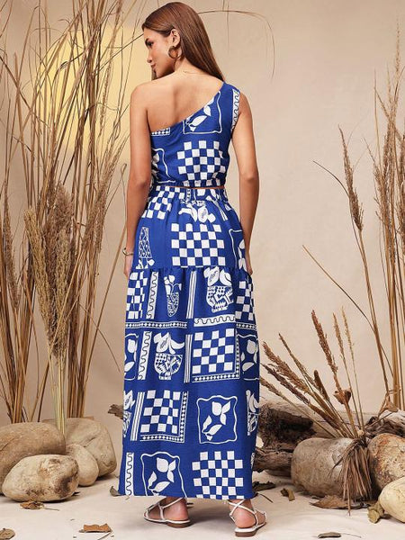 Printed One Shoulder Crop Top With Skirt Set For Women, Indian Top with Skirt Set, Indo Western Fusion Outfit, Coord Set9 EtsyImport