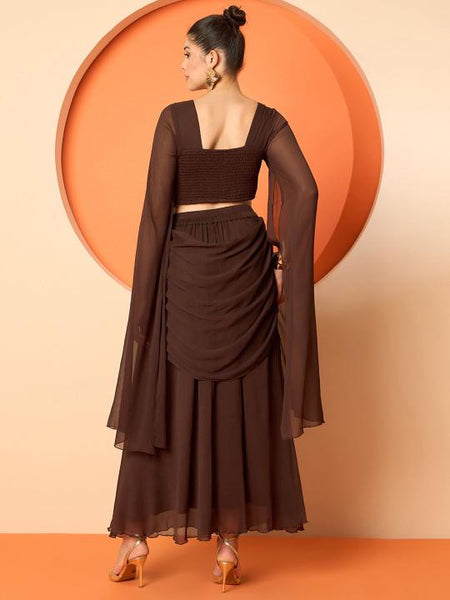 Embellished Crop Top & Draped Skirt Set For Women, Wedding Indian Top with Dhoti Skirt Set, Ethnic Indo Western Outfit, Fusion Co-ord Set14 EtsyImport