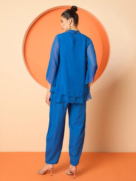 Embellished Top With Trousers Set for Women, Coord Set, Festive Outfit, Ethnic Indian Dress, Party Indo Western Outfit, Wedding Kurti Set11 EtsyImport