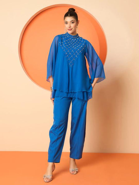 Embellished Top With Trousers Set for Women, Coord Set, Festive Outfit, Ethnic Indian Dress, Party Indo Western Outfit, Wedding Kurti Set11 EtsyImport