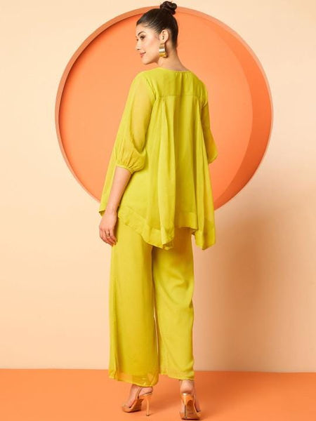 Embellished Asymmetric Top With Palazzo Set For Women, Party Wear Kurti Set, Indo Western Outfit, Ethnic Indian Dress, Wedding Guest Outfit1 EtsyImport