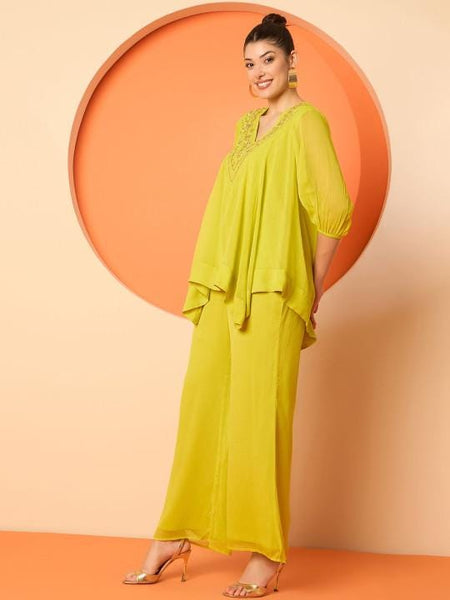 Embellished Asymmetric Top With Palazzo Set For Women, Party Wear Kurti Set, Indo Western Outfit, Ethnic Indian Dress, Wedding Guest Outfit1 EtsyImport