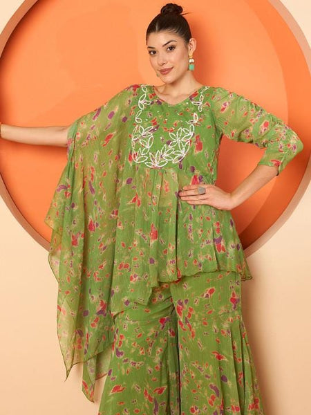 Embellished And Printed Top With Palazzo Co-Ords Set For Women, Top with Palazzo Set, Indo Western Outfit, Ethnic Indian Dress, Wedding Wear2 EtsyImport