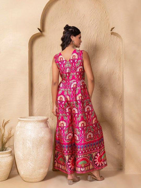 Overlap Neck Floral Printed Jumpsuit For Women, Indian Jumpsuit, Indian One Piece Dress, Indo Western Outfit, Wedding Guest Outfit34 EtsyImport