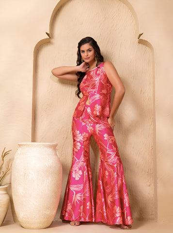 Printed Peplum Top With Palazzo Pants for Women, Coord Set, Festival Outfit Ethnic Indian Dress, Wedding Guest Indo Western Outfit18 EtsyImport