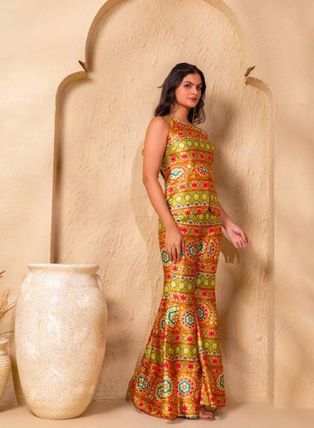 Printed Peplum Top With Palazzo Pants for Women, Coord Set, Festival Outfit Ethnic Indian Dress, Wedding Guest Indo Western Outfit19 EtsyImport