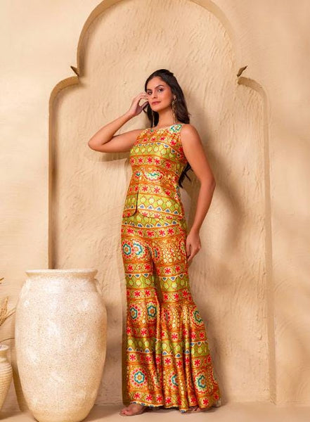 Printed Peplum Top With Palazzo Pants for Women, Coord Set, Festival Outfit Ethnic Indian Dress, Wedding Guest Indo Western Outfit19 EtsyImport