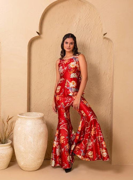 Printed Peplum Top With Palazzo Pants for Women, Coord Set, Festival Outfit Ethnic Indian Dress, Wedding Guest Indo Western Outfit19 EtsyImport