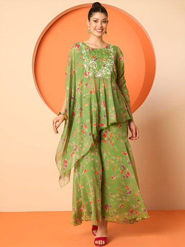 Embellished And Printed Top With Palazzo Co-Ords Set For Women, Top with Palazzo Set, Indo Western Outfit, Ethnic Indian Dress, Wedding Wear2 EtsyImport